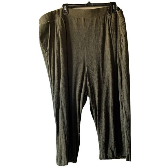 torrid 4 cropped pants wide leg olive green pull-on elastic waist plus size 4X - Picture 1 of 5